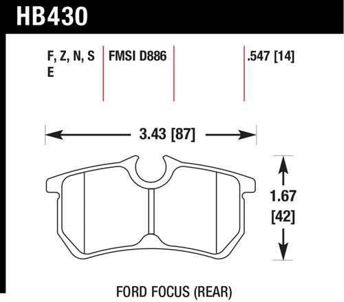 Hawk performance hb430f.547 disc brake pad 01-07 focus