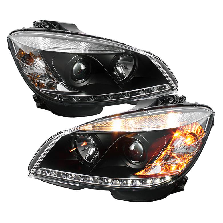 Spyder mercedes benz c-class 08-11 projector headlights - halogen model only (