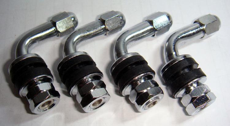 4 pcs. 1.5" chrome tire valve stems 90 degree angled size s.