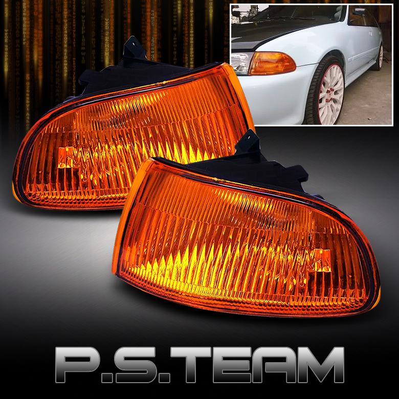 92-95 civic 4dr sedan jdm amber corner signal parking lights left+right pair