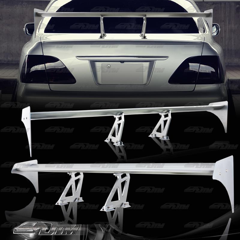 Silver glossy aluminum bolt-on 55 inch gt style rear trunk spoiler wing