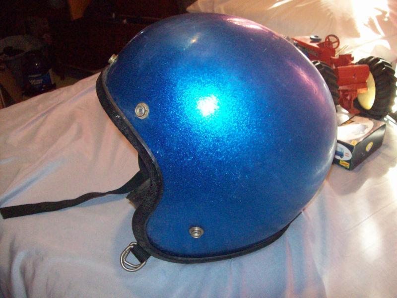 Vintage blue metalflake motorcycle helmet rn 45571