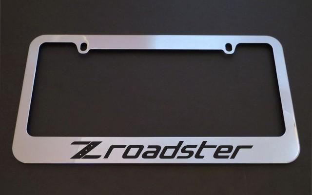 1 brand new nissan z roadster chrome metal license plate frames + screw caps