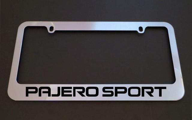 1 new mitsubishi pajero sport chrome metal license plate frames + screw caps