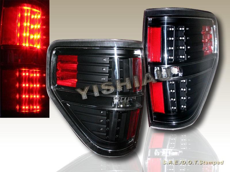 2009 2010 ford f150 f-150 xl/xlt/stx/fx4 led tail lights black l.e.d.