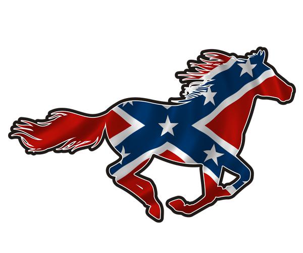 Rebel horse decal 5"x3" confederate flag pony mustang car vinyl sticker (rh) zu1