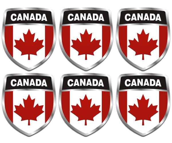 Canada flag shield decal 6 2"x1.7" canadian vinyl hard hat helmet sticker zu1