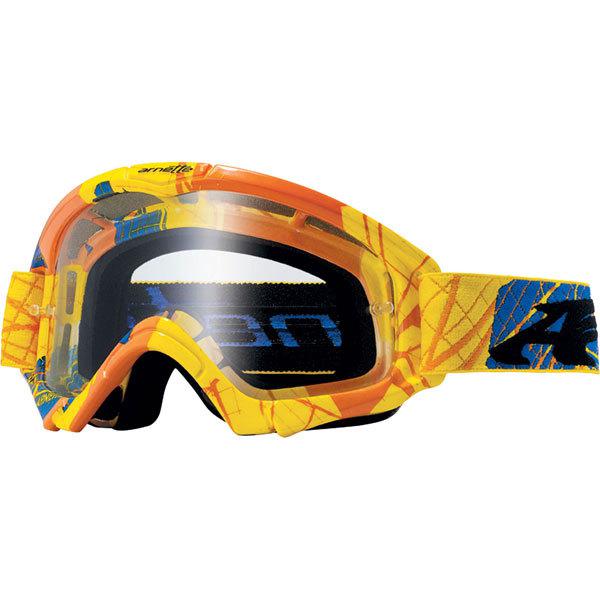 Blue orange/clear arnette mini series fragment youth mx goggles