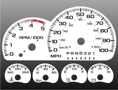 1995-2000 chevrolet truck diesel instrument cluster white face gauges 95-98