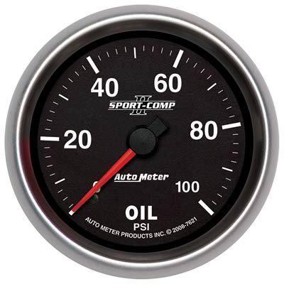 Autometer 7621 sport-comp ii mechanical oil pressure gauge 2 5/8" dia black face