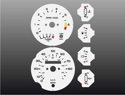 1987-1988 ford thunderbird turbo instrument cluster white face gauges 87-88