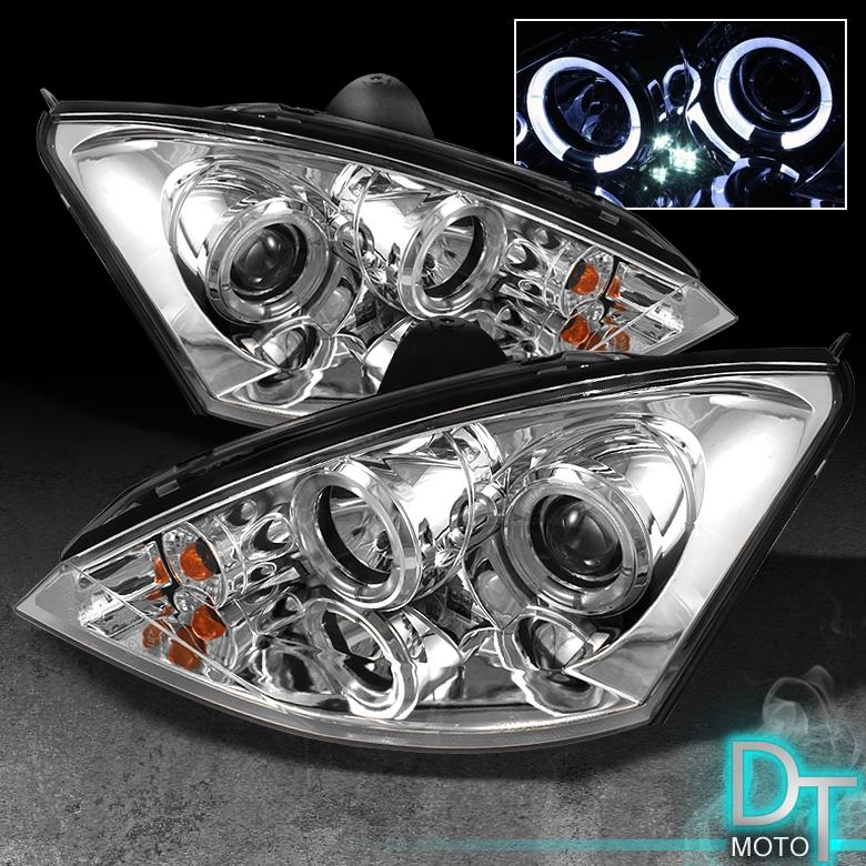 00-04 ford focus dual halo projector led headlights lights lamps left+right