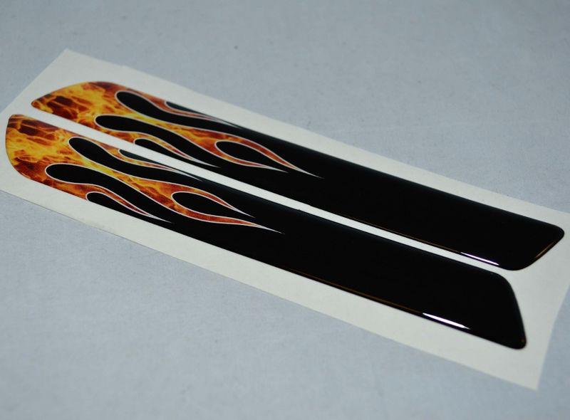 2 black "real flames" saddlebag latch reflector decals for harley touring models