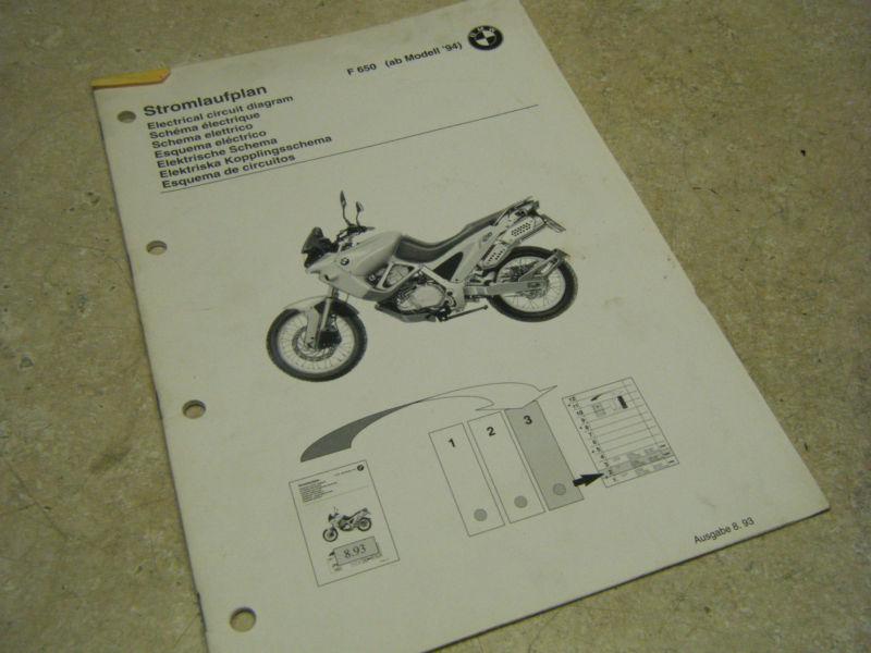 Original bmw motorcycle f 650 electrical circuit diagram manual 1994