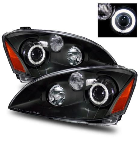 02-04 nissan altima ccfl angel eye halo blackout projector headlights +reflector