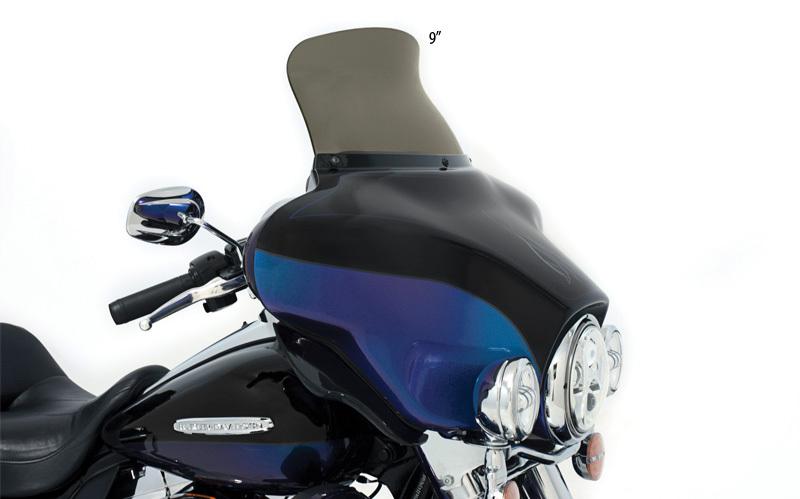 Memphis shades 9" smoke tint spoiler flare windshield - harley flhx flh bagger