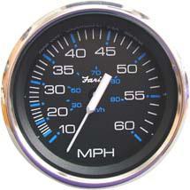 Faria chesapeake series stanless steel 4" speedometer: 60mph black 33704