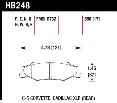 Hawk performance hb248n.650 disc brake pad corvette corvette (canadian) xlr