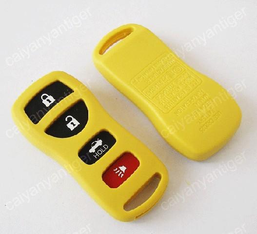 Yellow blank replacement remote key case shell fob & 4 buttons pad for nissan 