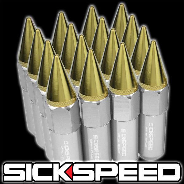 16 polished/24k karat gold spiked 60mm aluminum extended tuner lug nut 10x1.25 e