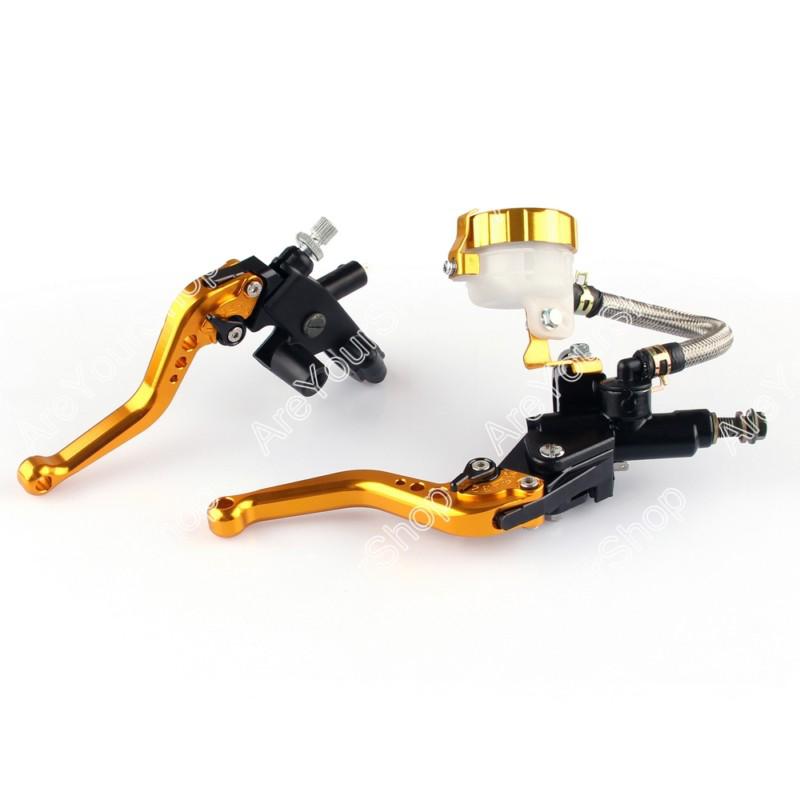 7/8" universal front master cylinder brake clutch levers sport street bike gold