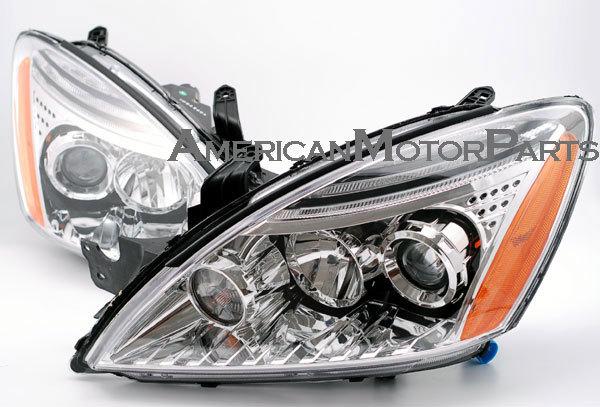 Depo pair euro style chrome projector headlights 04-07 05 06 mitsubishi lancer