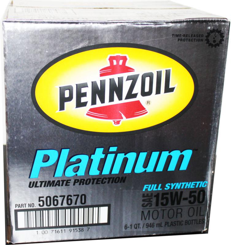 Pennzoil platinum full synthetic sae 15w50 motor oil 12-pk 15/50 * best price!