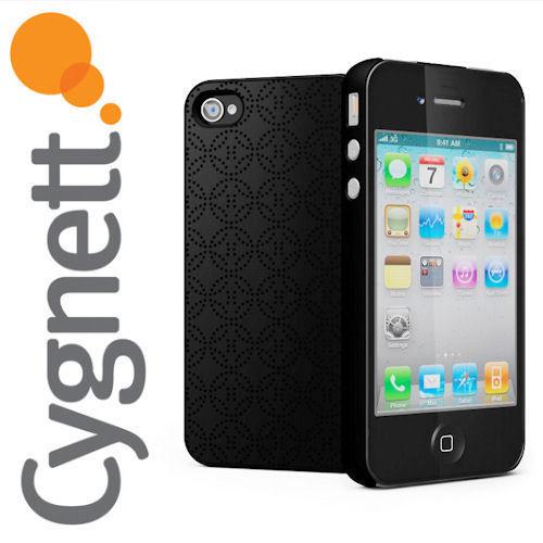 New black cygnett imperial hard cover case for apple iphone 4 4s slim fit pu