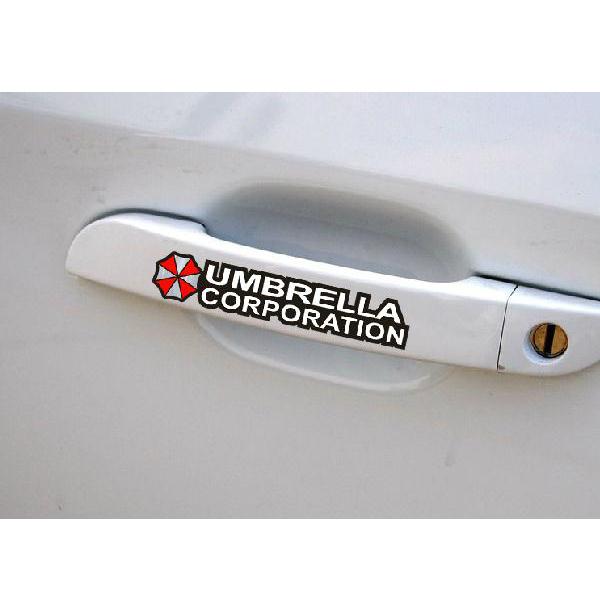 2pc 12.8x2.4cm umbrella corporation vinyl resident evil car handle decal sticker