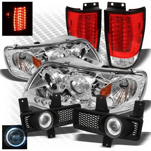 97-98 expedition 1pc pro headlights + r/c led tail lights + projector fog lights