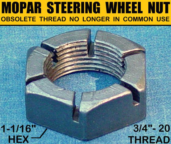 Nos old mopar steering wheel, axle nut 1950's obsolete 3/4"-20 ❋extrafine thread