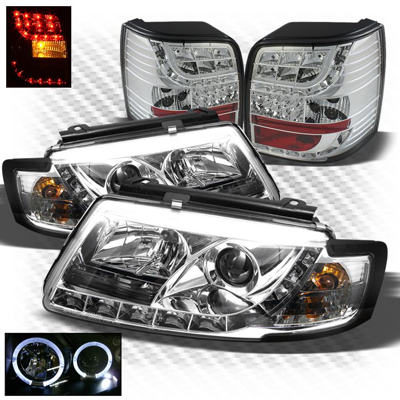 97-00 jetta 5dr drl led projector headlights + philips-led perform tail lights