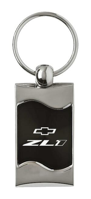 Chevrolet camaro black rectangular wave key chain ring tag key fob logo lanyard