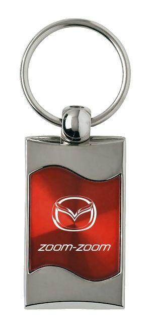 Mazda zoom-zoom zoom zom red rectangular wave key chain ring tag logo lanyard