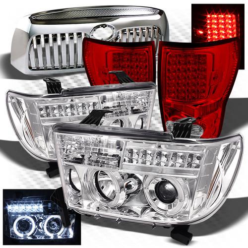 07-09 tundra halo pro headlights + r/c led tail lights + chromed front grille