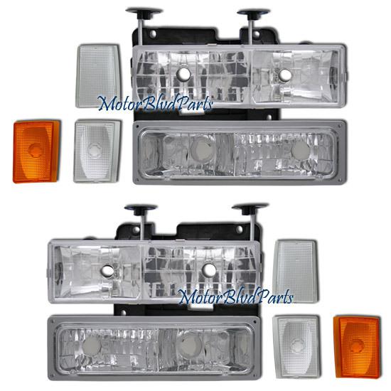 88-93 chevy c/k truck suburban headlights headlamps corners signals lamps