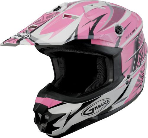 G-max gm76x player graphic motorcycle helmet pink/white/black player x-large