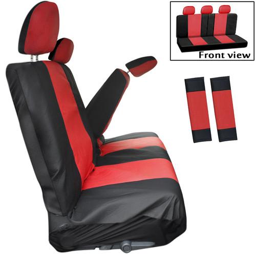 8pc red low back rear bench suv seat cover plus + head rests