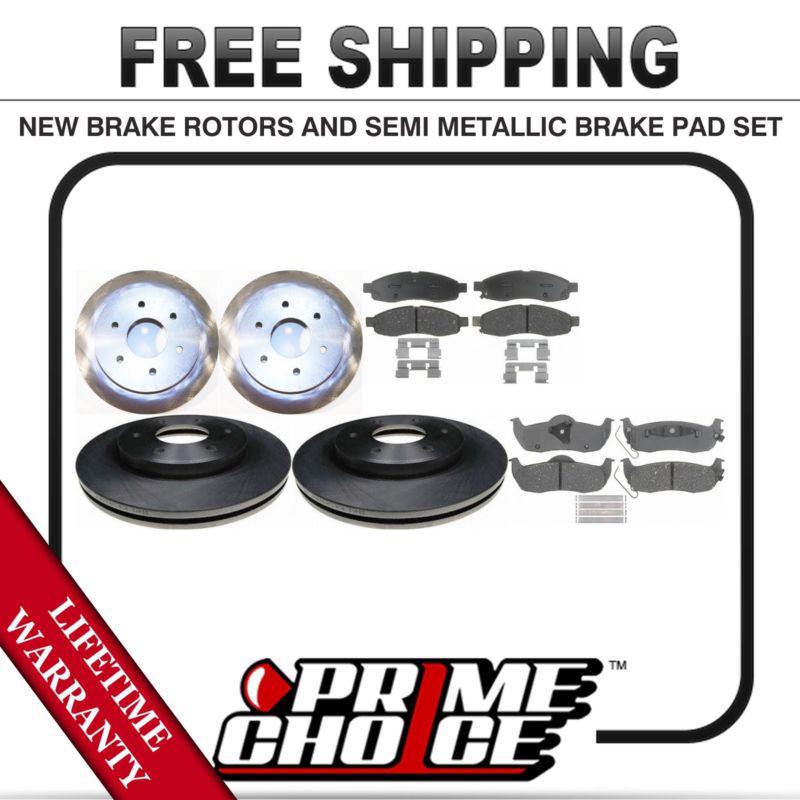 Front + rear kit (4) brake rotors & (8) brake pads with lifetime warranty