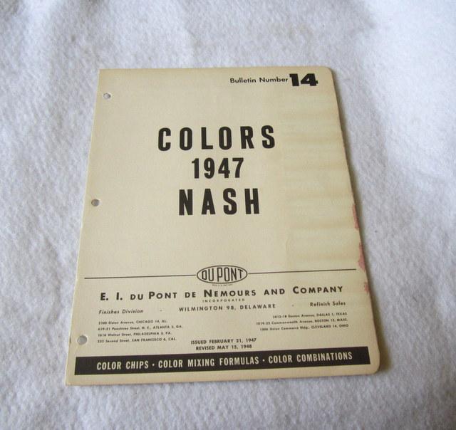 1947 nash paint chips colors dupont original 