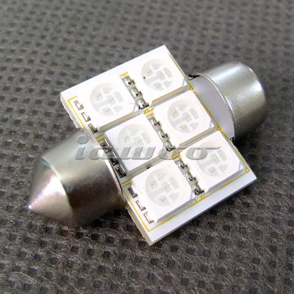 Mini ultra bright pink 6 smd 5050 car led interior dome bulb lights 31mm