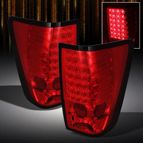 04-12 nissan titan pickup truck full red lens led tail brake lights lamps pair