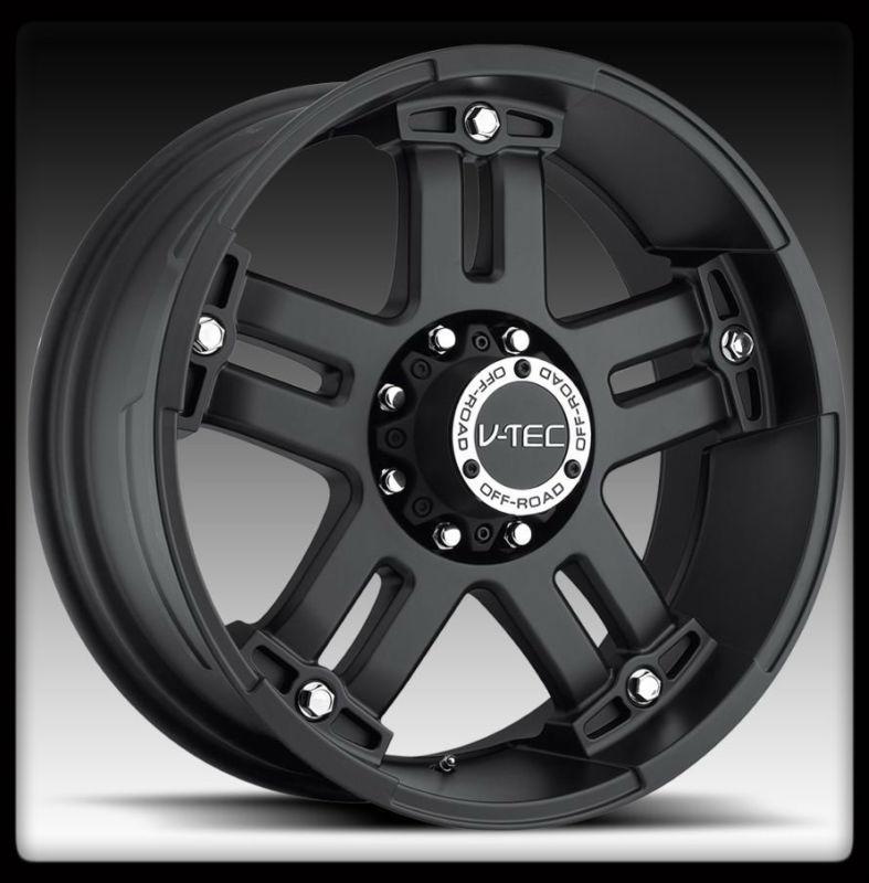 18x9 v-tec 394 warlord 18 inch matte black 8x170 ford f250 f350 wheels rims +12