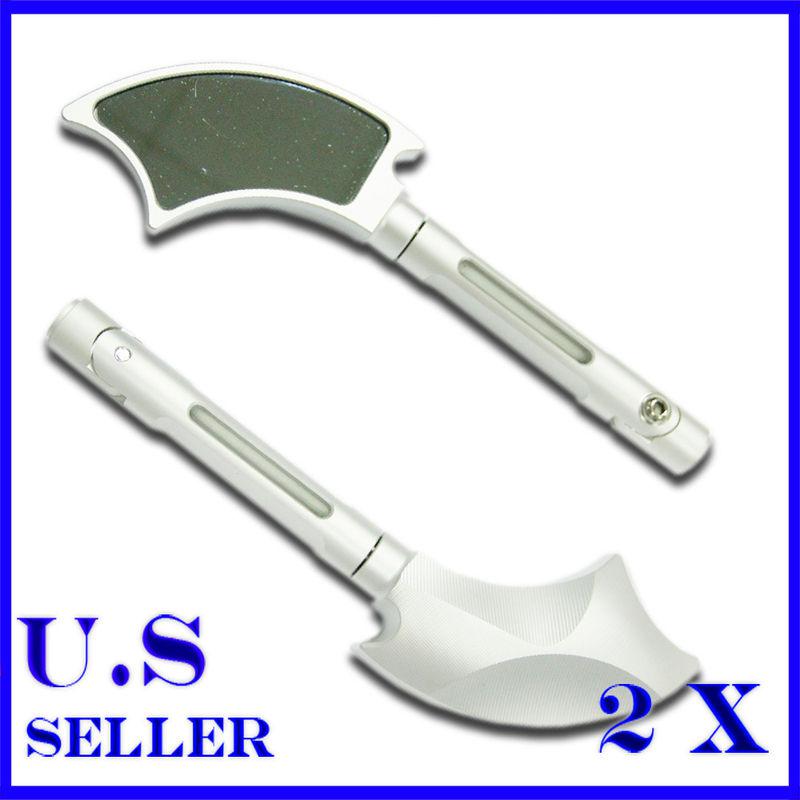 New aluminum 180 motorcycle cnc rearview mirror axe style mirror silver