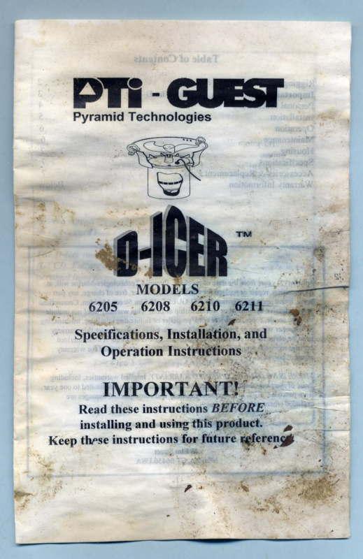 Instruction booklet d-icer models 6205 6208 6210 6211 bubbler prevent ice docks
