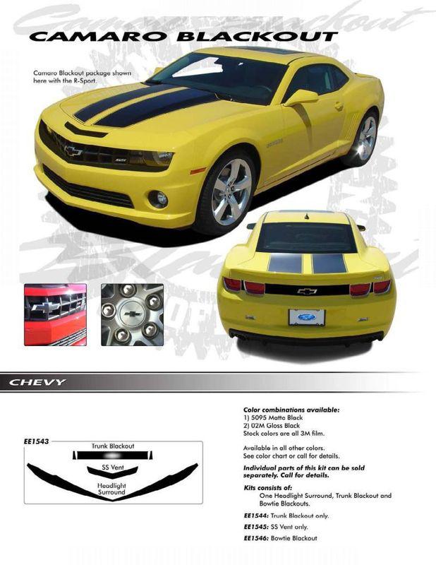 Chevy camaro blackout bowtie 3m vinyl graphics decals stripes emblems trim kit *