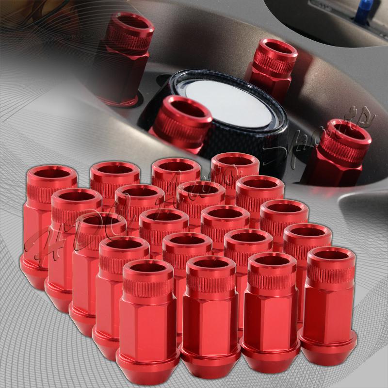 20 pcs m12 x 1.5mm thread pitch wheel rims tuner 1.75" long lug nuts - red