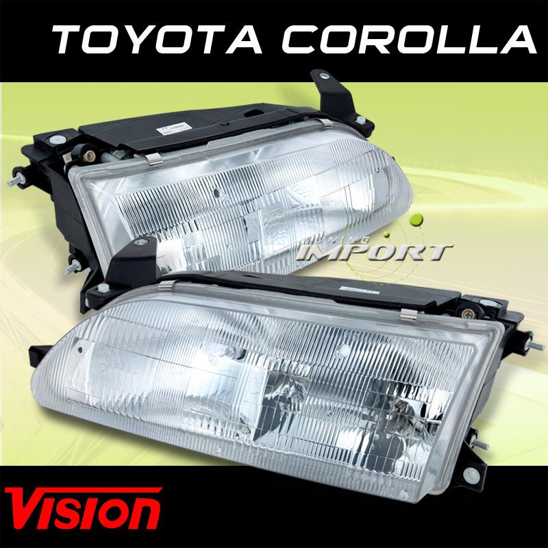 Toyota 93-97 corolla vision left right pair replacement headlights lamps set