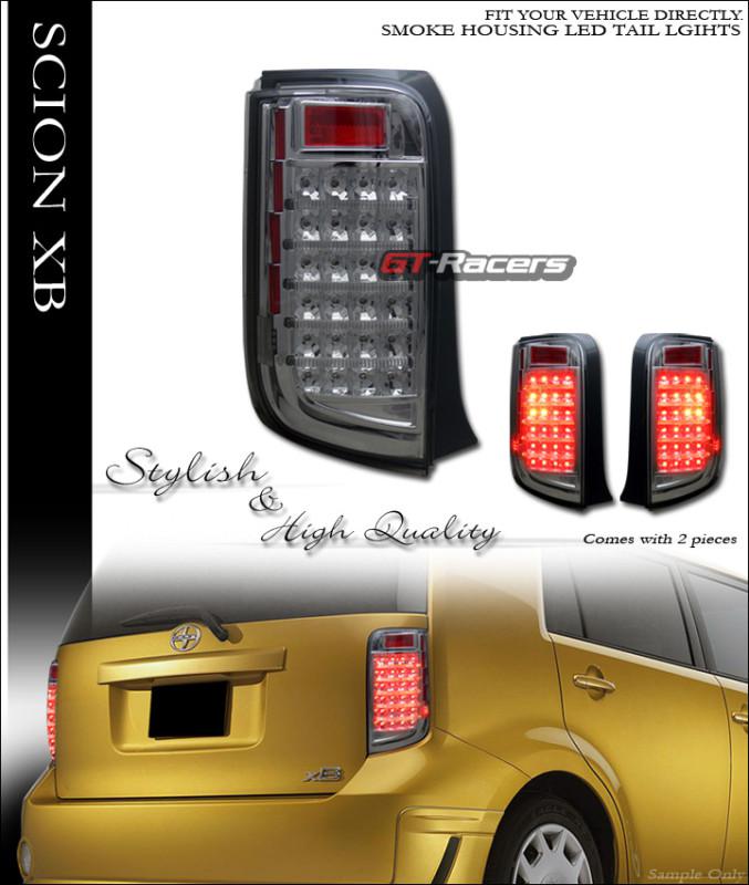 Euro smoke tint lens w/full led tail lights rear brake lamps 08 09 10 scion xb