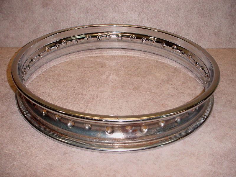 Did chrome 40 spoke 18" motorcycle steel rim 2.15" wide bead seating width